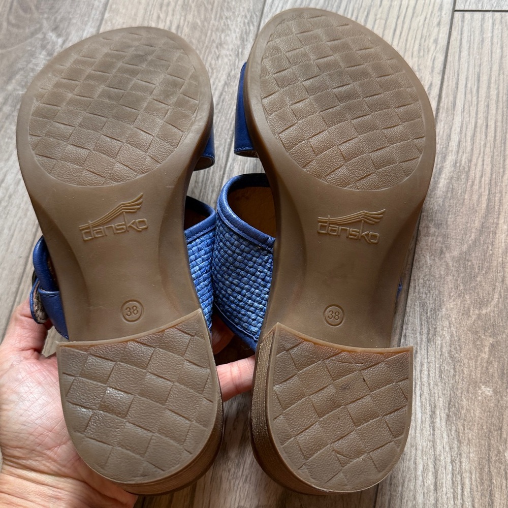 Dansko Blue Leather Buckle Slide Sandals - Picture 6 of 9